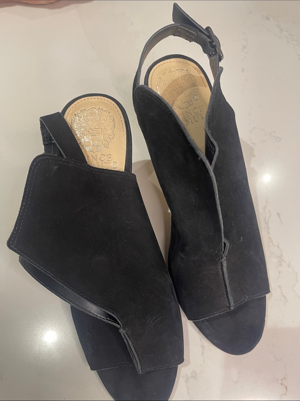 Vince Camuto Black Suede Slingback Mules